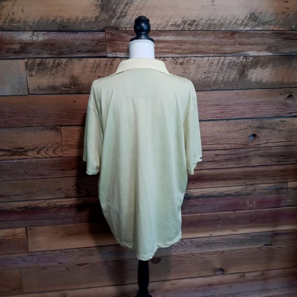 Bermuda Sands Mens size Large Golf Shirt Yellow black stripes short sleeve Polo - Picture 2 of 8